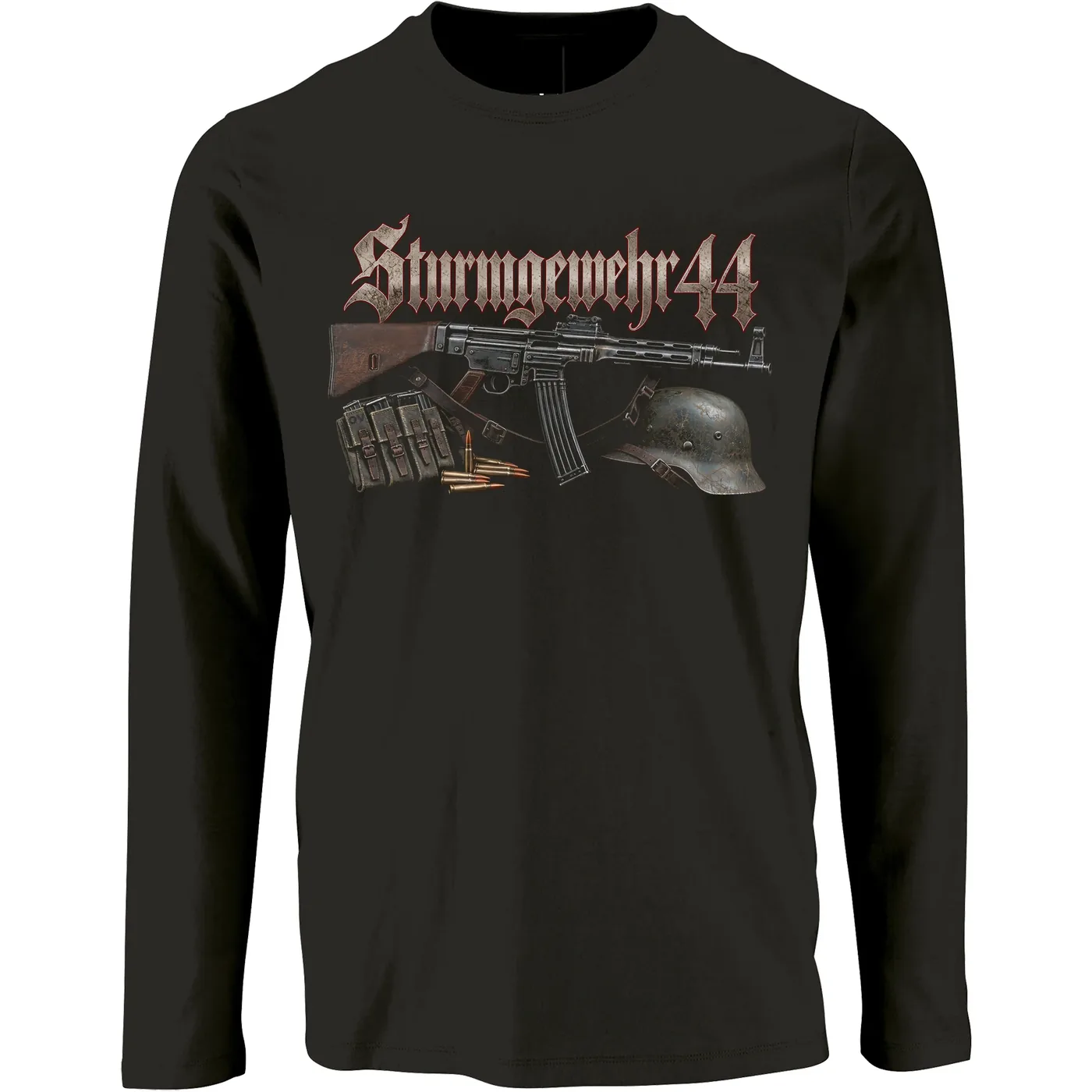 Herren Langarm Shirt - Sturmgewehr 44, Stahlhelm