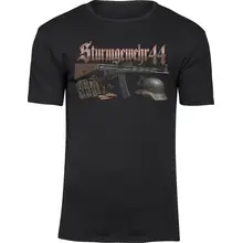 Herren Premium T-Shirt - Sturmgewehr 44, Stahlhelm Vorderseite