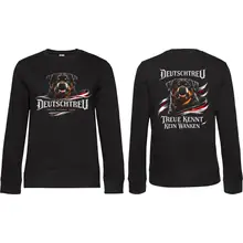 Damen Pullover - Deutschtreu, Treue kennt kein Wanken Vorder- und Rückseite
