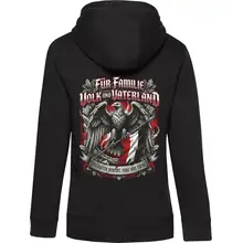 Damen Kapuzenpullover - Für Familie Volk und Vaterland, Fahne Rückseite