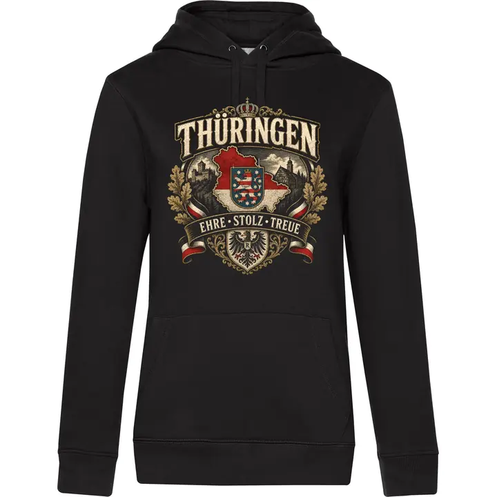 Damen Kapuzenpullover - Thüringen Wappen, Ehre Stolz Treue