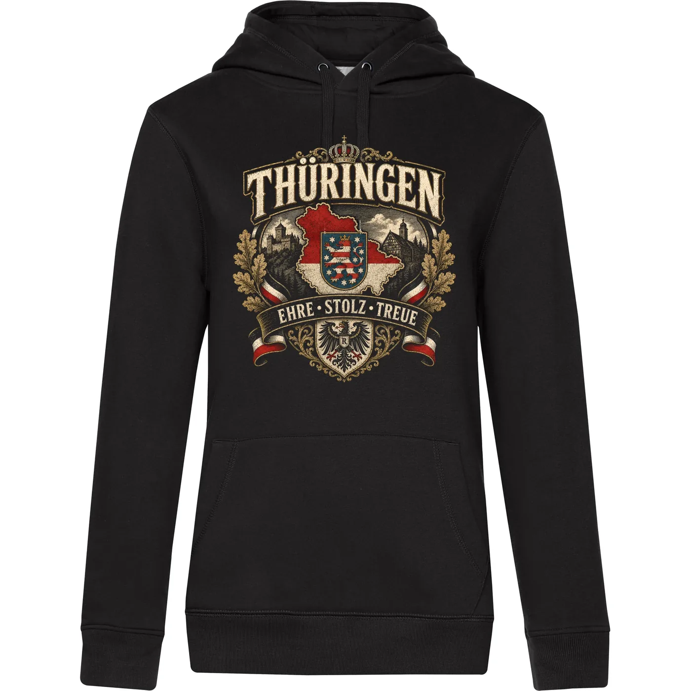 Damen Kapuzenpullover - Thüringen Wappen, Ehre Stolz Treue