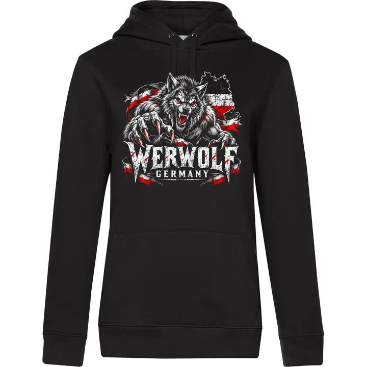 Damen Kapuzenpullover - Werwolf Germany, Schwarz Weiß Rot