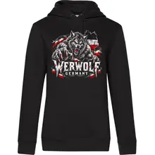 Damen Kapuzenpullover - Werwolf Germany, Schwarz Weiß Rot - gewählte Variante