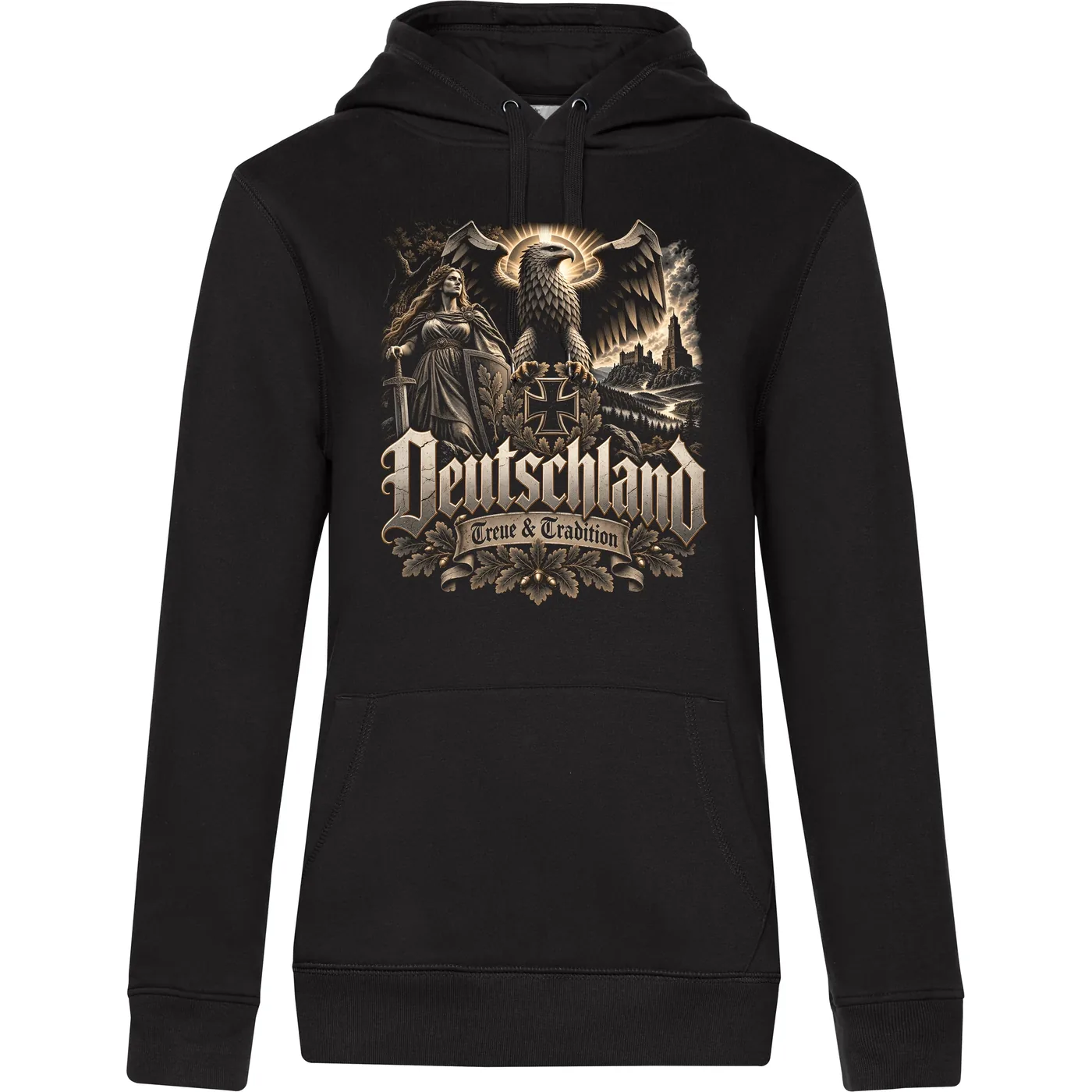 Damen Kapuzenpullover - Deutschland Adler, Treue & Tradition