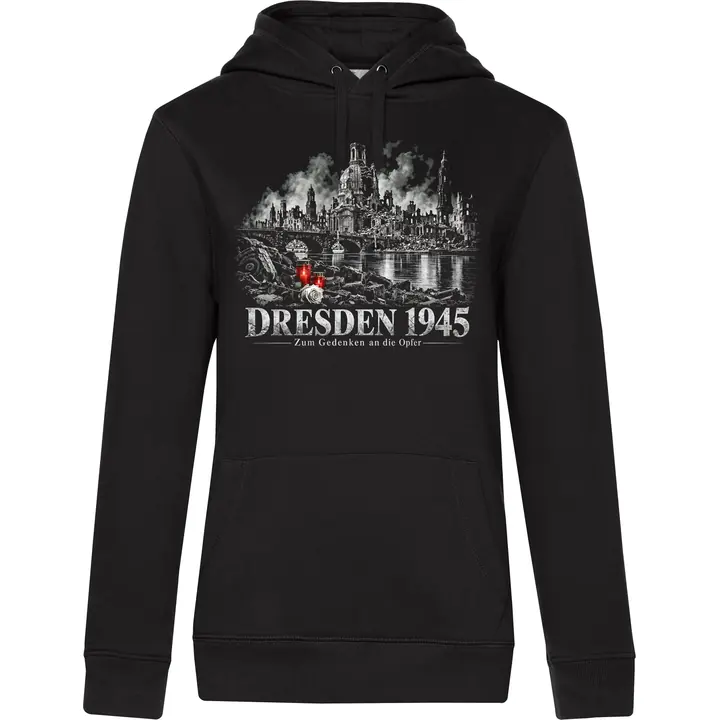 Damen Kapuzenpullover - Dresden 1945, Zum Gedenken an die Opfer