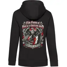 Damen Kapuzenjacke - Für Familie Volk und Vaterland, Fahne Rückseite