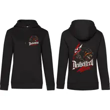 Damen Kapuzenpullover - Deutschtreu, Wachsam Vorder- und Rückseite