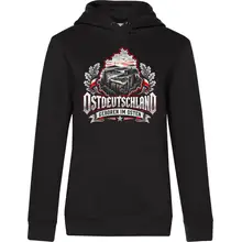 Damen Kapuzenpullover - Ostdeutschland, Geboren im Osten Vorderseite