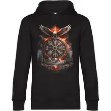 Herren Kapuzenpullover - Vegvisir mit Adler Vorderseite