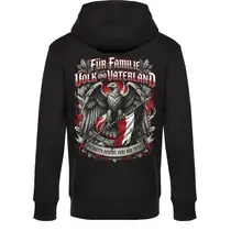 Herren Kapuzenpullover - Für Familie Volk und Vaterland, Fahne Rückseite