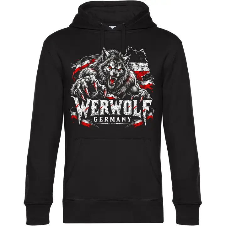 Herren Kapuzenpullover - Werwolf Germany, Schwarz Weiß Rot