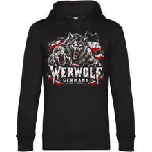 Herren Kapuzenpullover - Werwolf Germany, Schwarz Weiß Rot - gewählte Variante