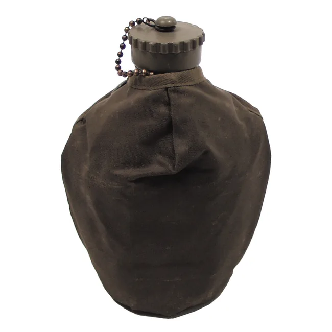 Öster. Feldflasche, Aluminium, Nylonbezug, gebr.