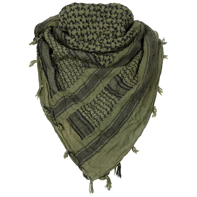 Brit. Halstuch mit Fransen, oliv-schwarz, gebr.