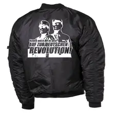 Bestickte MA1 Bomberjacke, Schwarz - Komm zur Revolution Rückseite