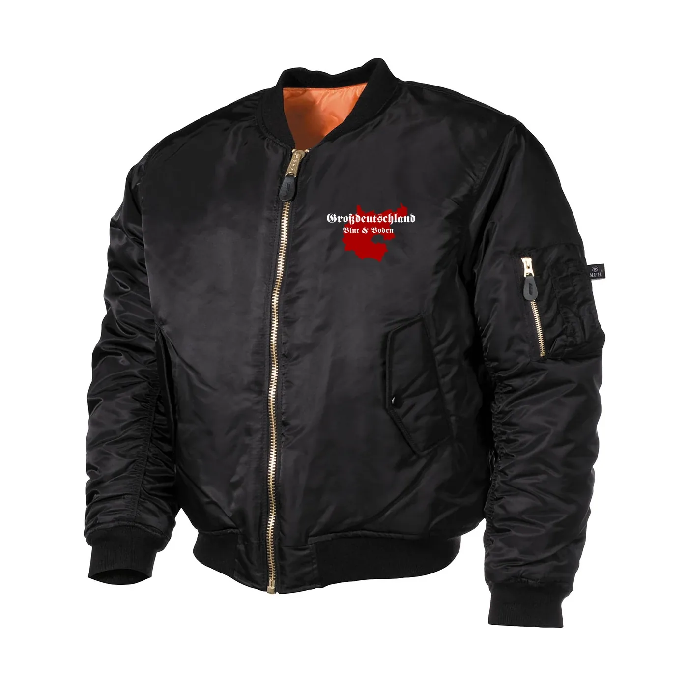 Bestickte MA1 Bomberjacke, Schwarz - Großdeutschland Blut&Boden