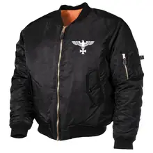 Bestickte MA1 Bomberjacke, Schwarz - Adler, Kreuz Vorderseite