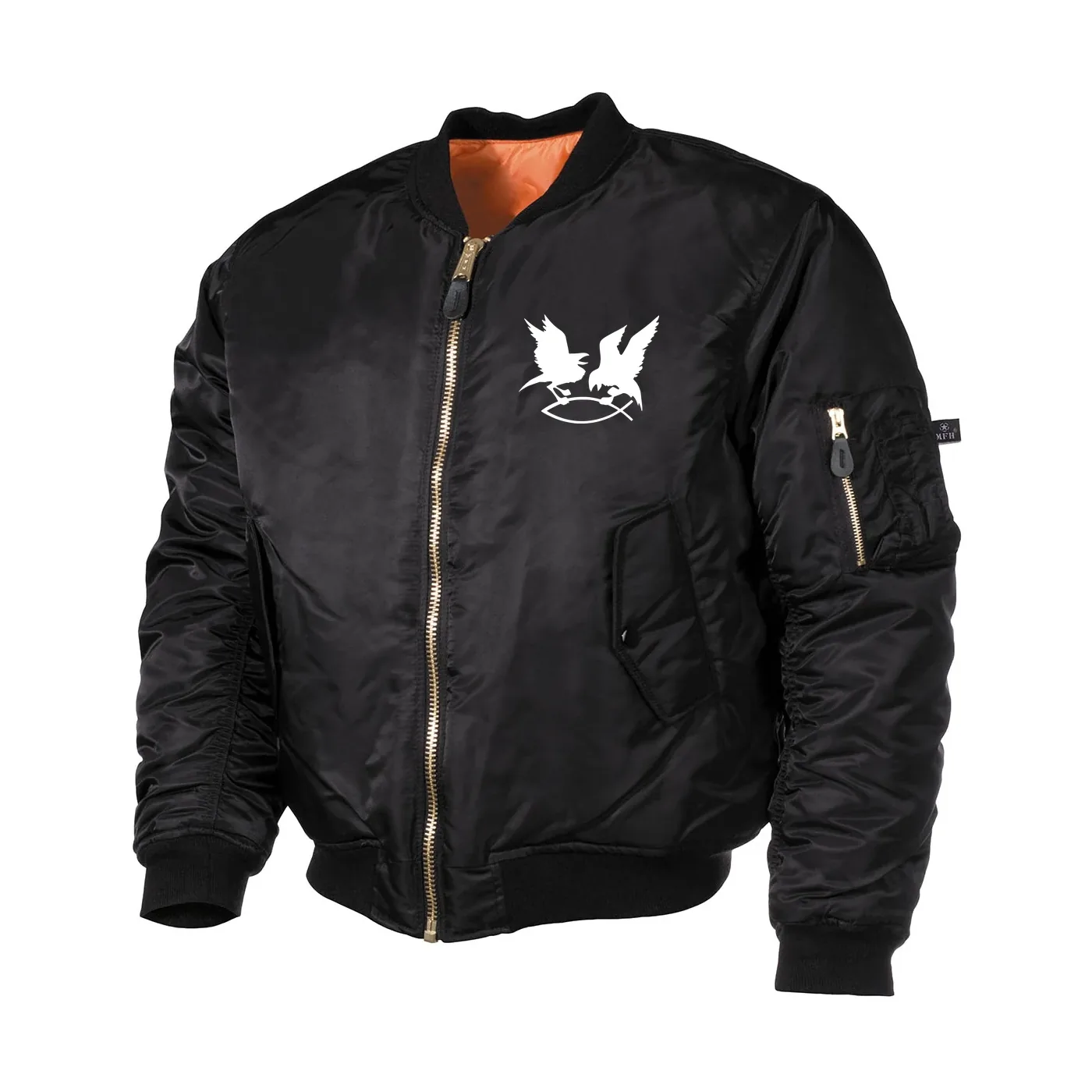 Bestickte MA1 Bomberjacke, Schwarz - Hugin Munin