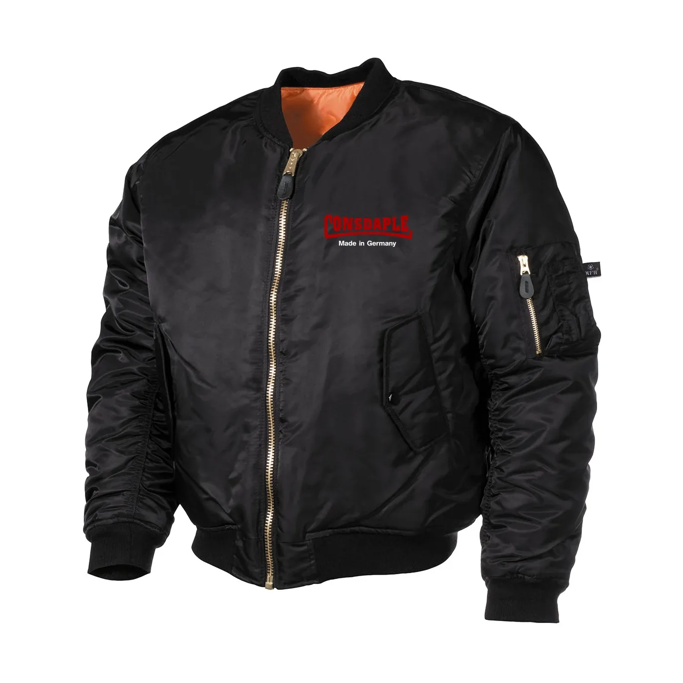 Bestickte MA1 Bomberjacke, Schwarz - Consdaple, made in Germany