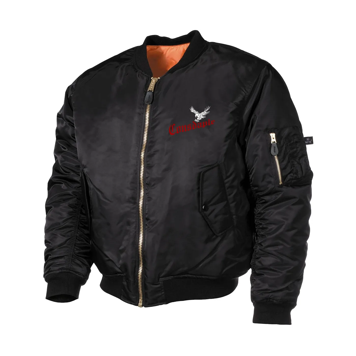 Bestickte MA1 Bomberjacke, Schwarz - Consdaple, Adler im Flug