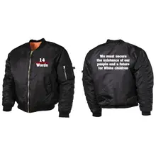 Bestickte MA1 Bomberjacke, Schwarz - 14 Words Vorder- und Rückseite