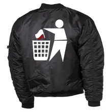 Bestickte MA1 Bomberjacke, Schwarz - Keinen Bock auf Zecken Rückseite