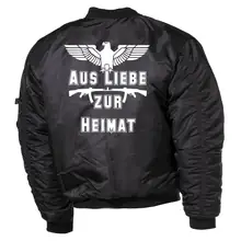 Bestickte MA1 Bomberjacke, Schwarz - Aus liebe zur Heimat Rückseite