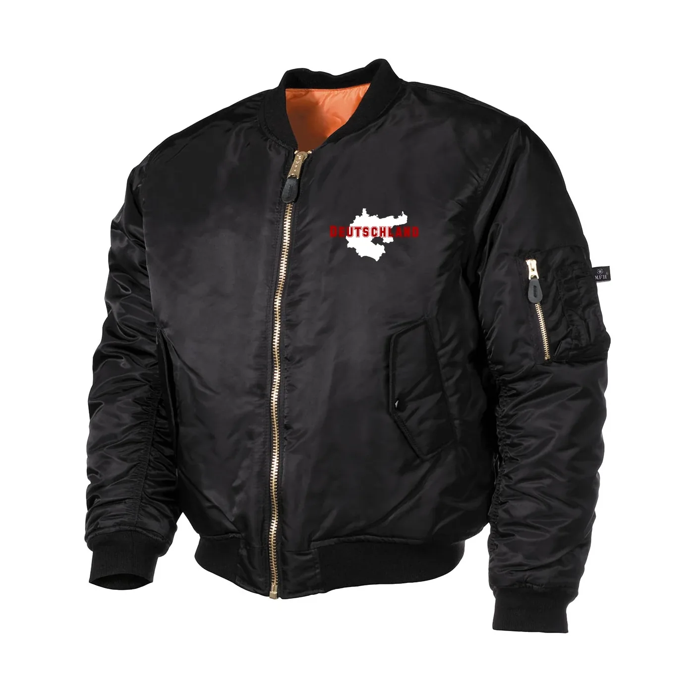 Bestickte MA1 Bomberjacke, Schwarz - Aus liebe zur Heimat