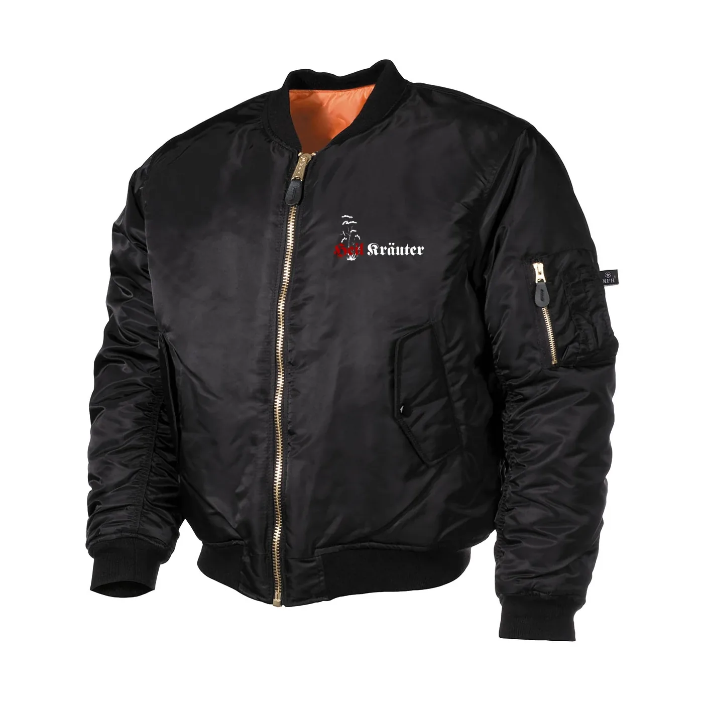 Bestickte MA1 Bomberjacke, Schwarz - Heil Kräuter