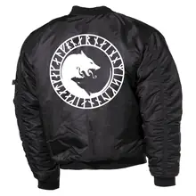 Bestickte MA1 Bomberjacke, Schwarz - Fenrir Rückseite