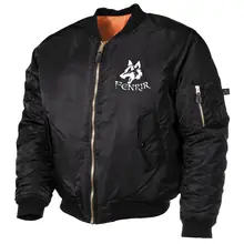 Bestickte MA1 Bomberjacke, Schwarz - Fenrir - gewählte Variante