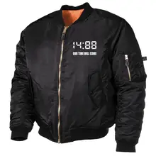Bestickte MA1 Bomberjacke, Schwarz - 1488 Our time will come Vorderseite