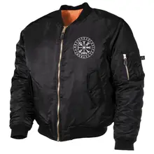 Bestickte MA1 Bomberjacke, Schwarz - Vegvisir - gewählte Variante