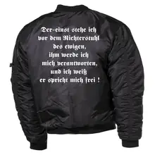 Bestickte MA1 Bomberjacke, Schwarz - Rudolf Hess Rückseite