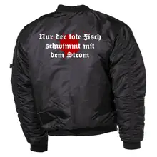 Bestickte MA1 Bomberjacke, Schwarz - Petri Heil Rückseite