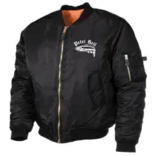 Bestickte MA1 Bomberjacke, Schwarz - Petri Heil - gewählte Variante