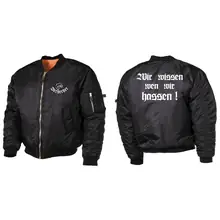 Bestickte MA1 Bomberjacke, Schwarz - Berserker Vorder- und Rückseite