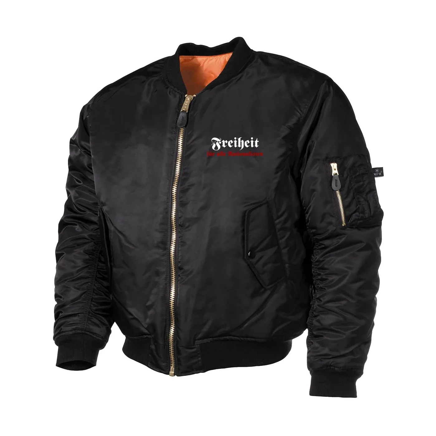 Bestickte MA1 Bomberjacke, Schwarz - Freiheit