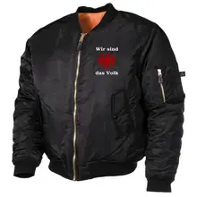 Bestickte MA1 Bomberjacke, Schwarz - Wir sind das Volk Vorderseite