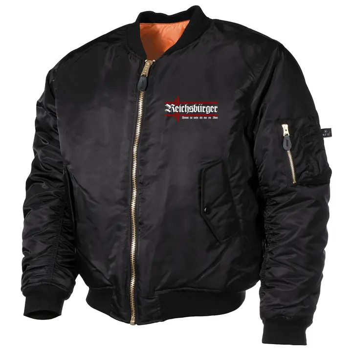 Bestickte MA1 Bomberjacke, Schwarz - Reichsbürger, Heimat
