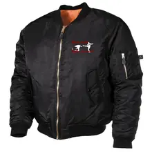 Bestickte MA1 Bomberjacke, Schwarz - Antifa heißt Opfer bringen Vorderseite