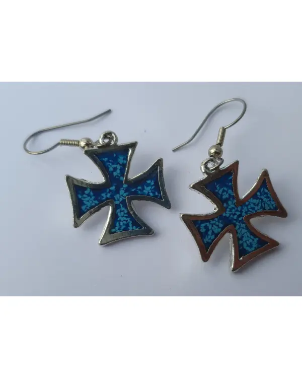 Ohrschmuck "Eisernes Kreuz, Blau"
