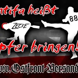 Aufkleber (Antifa heißt Opfer bringen) DIN A7 - Bild 1