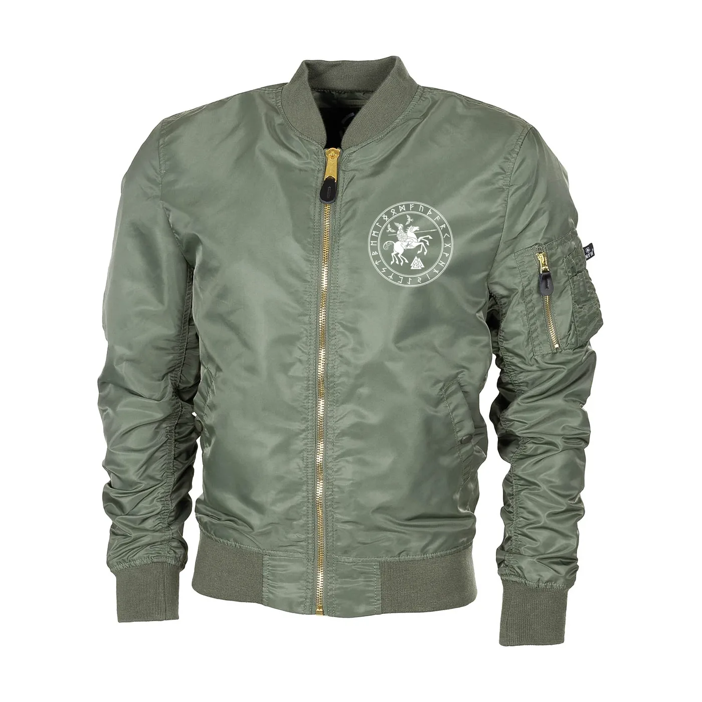 Bestickte MA1 Bomberjacke "Leichtversion" Schwarz - Odin und Sleipnir