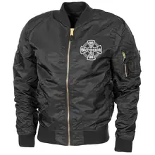 Bestickte MA1 Bomberjacke "Leichtversion" Schwarz - Germania, Kreuz Vorderseite