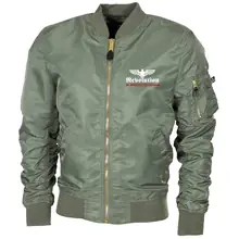 Bestickte MA1 Bomberjacke "Leichtversion" Schwarz - Revolution Deutschland Vorderseite
