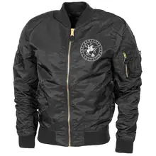 Bestickte MA1 Bomberjacke "Leichtversion" Schwarz - Odin und Sleipnir - gewählte Variante