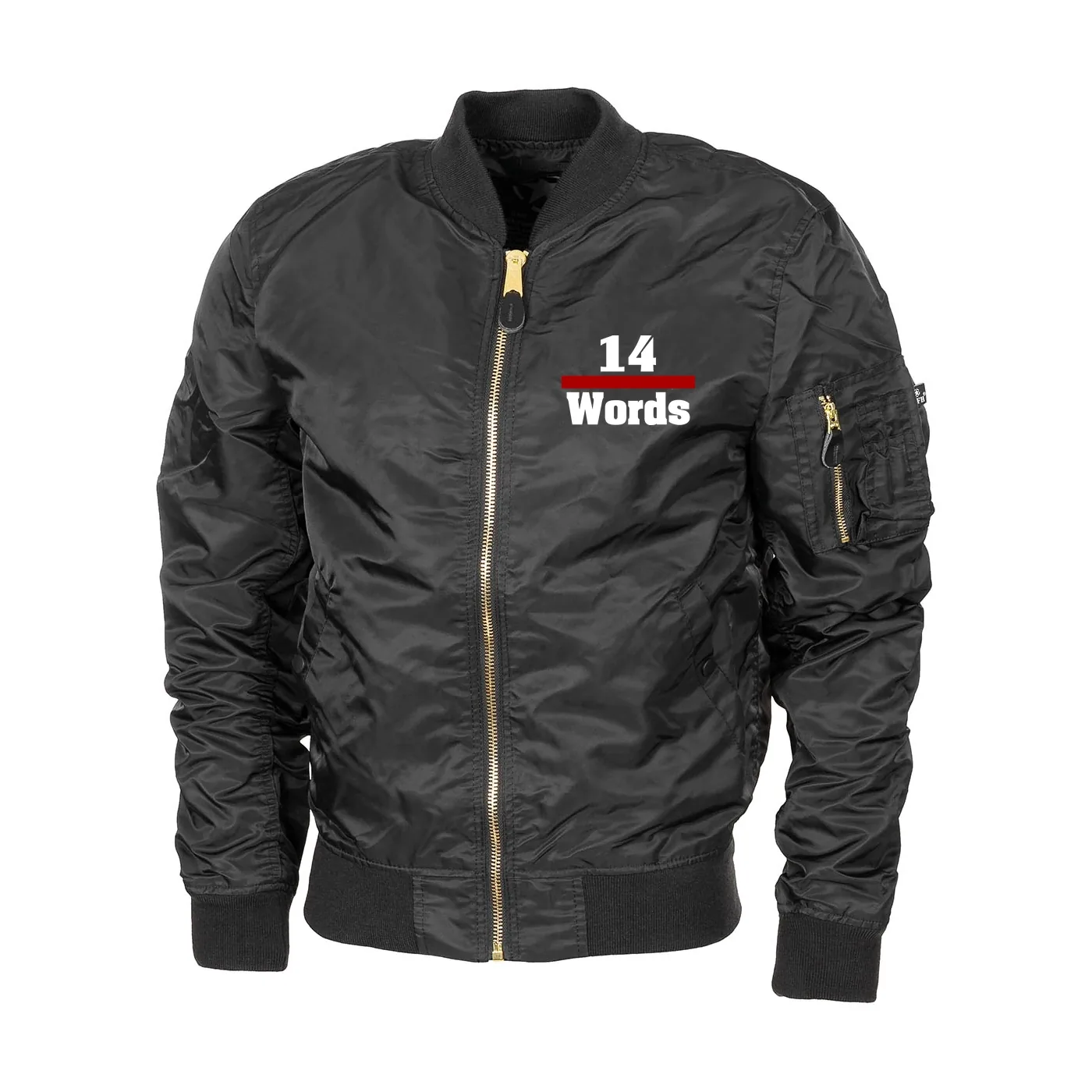 Bestickte MA1 Bomberjacke "Leichtversion" Schwarz - 14 Words