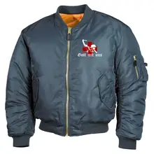 Bestickte MA1 Bomberjacke, Alphablau - Gott mit uns, Soldat - gewählte Variante